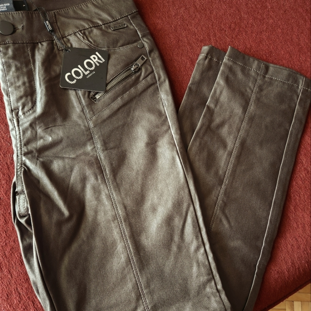 Faux leather pants kaki color sz 7 standard